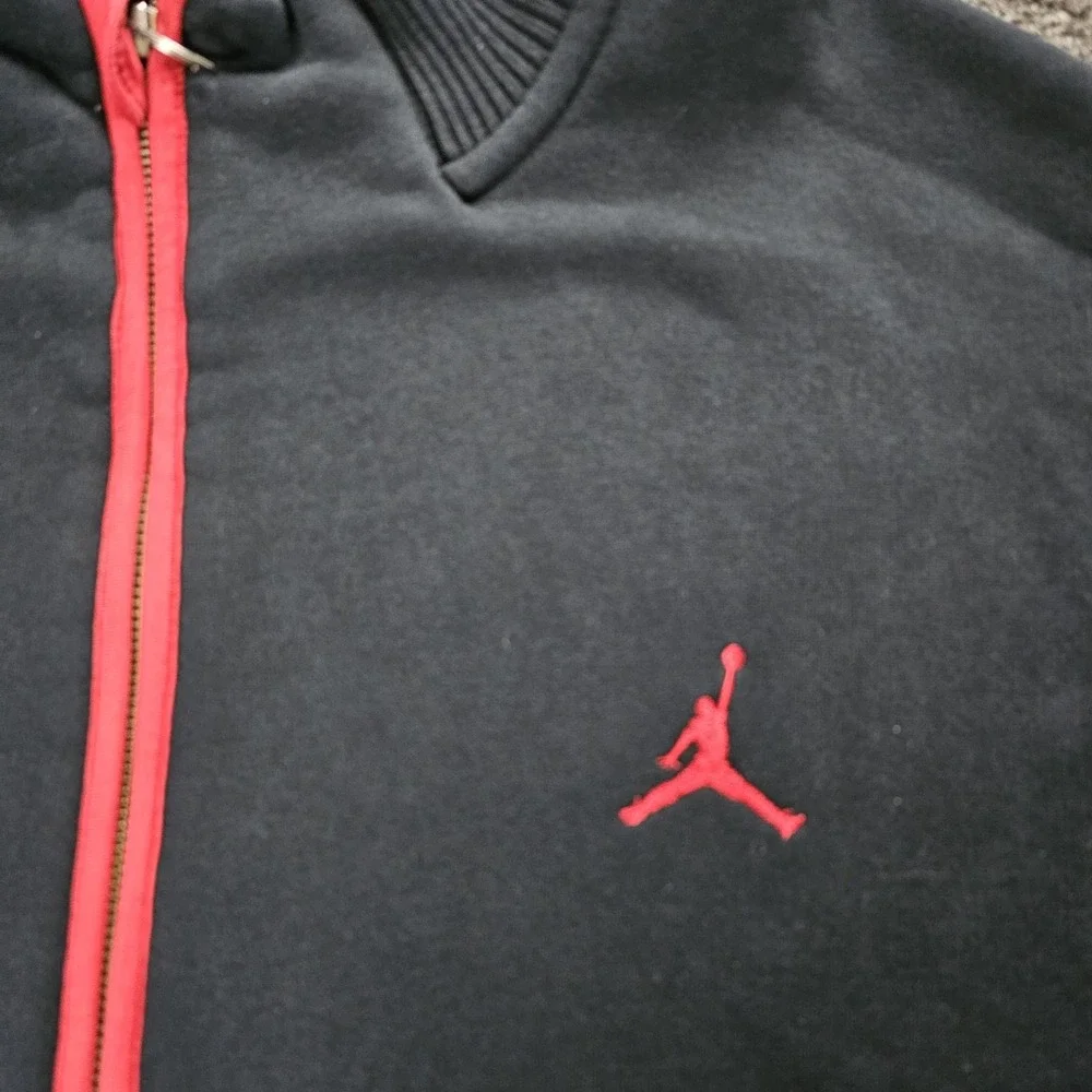 Vintage Nike Air Jordan Sweater Mens XL Jumpman Full Zip Warm Up Jacket‎ Black